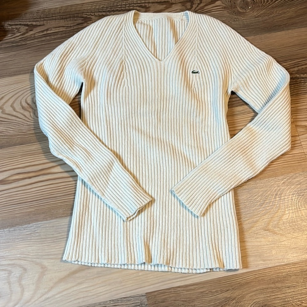 Lacoste wool ribbed cream sweater